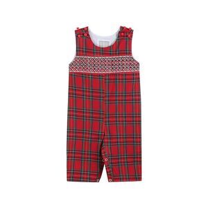 Lil Cactus Girls  Smocked Overall, Red